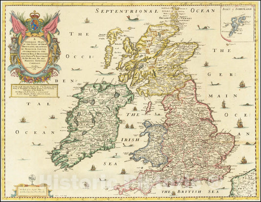 Historic Map : A Generall Mapp of the Isles of Great Brittaine, 1669, 1669, Vintage Wall Art