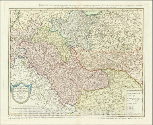 Historic Map : Charte von Sud-Preussen in 3 Camerdepart: Posen, Kalisch, u Warschau abgetheilt nebst angranzenden West-Ost U. Ueuostpreuessen dem Nezdistricgt etc., 1803, 1803, Vintage Wall Art