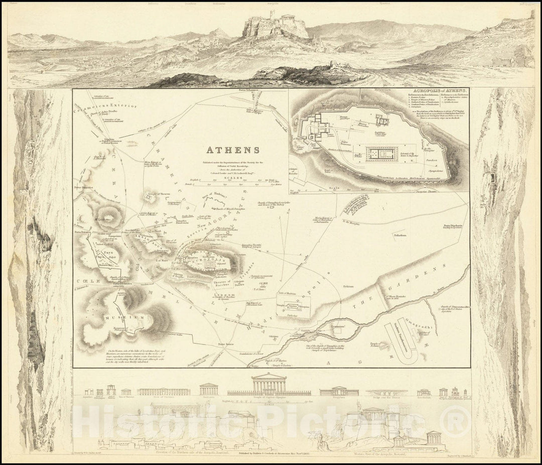 Historic Map : Athens, 1832, Vintage Wall Art