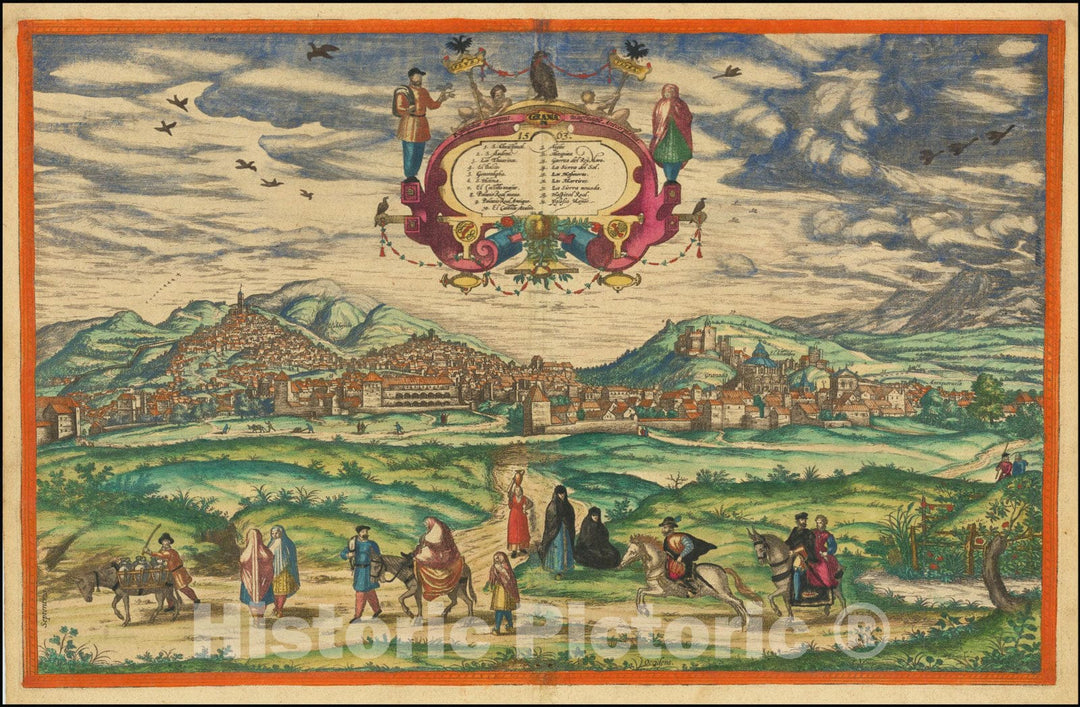 Historic Map : Granada 1563, 1572, Vintage Wall Art