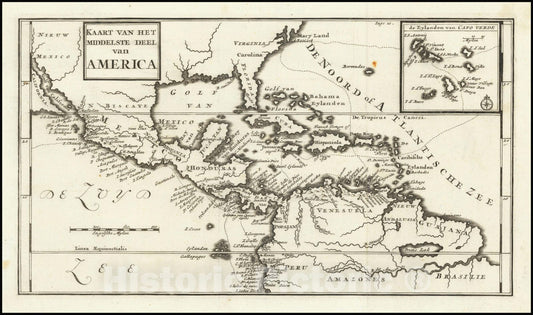 Historic Map : Kaart Van Het Mieddelste Deel van America, 1700, Vintage Wall Art