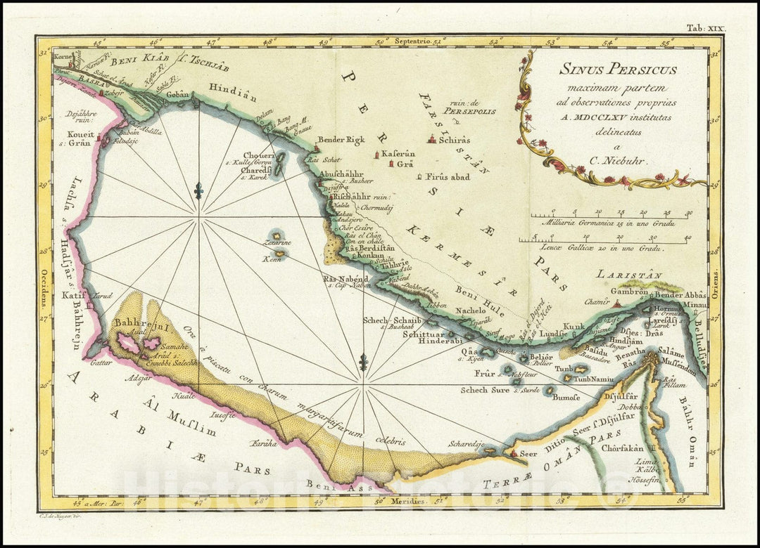 Historic Map : Sinus Persicus maximam partem ad observationes proprias, 1787, Vintage Wall Art
