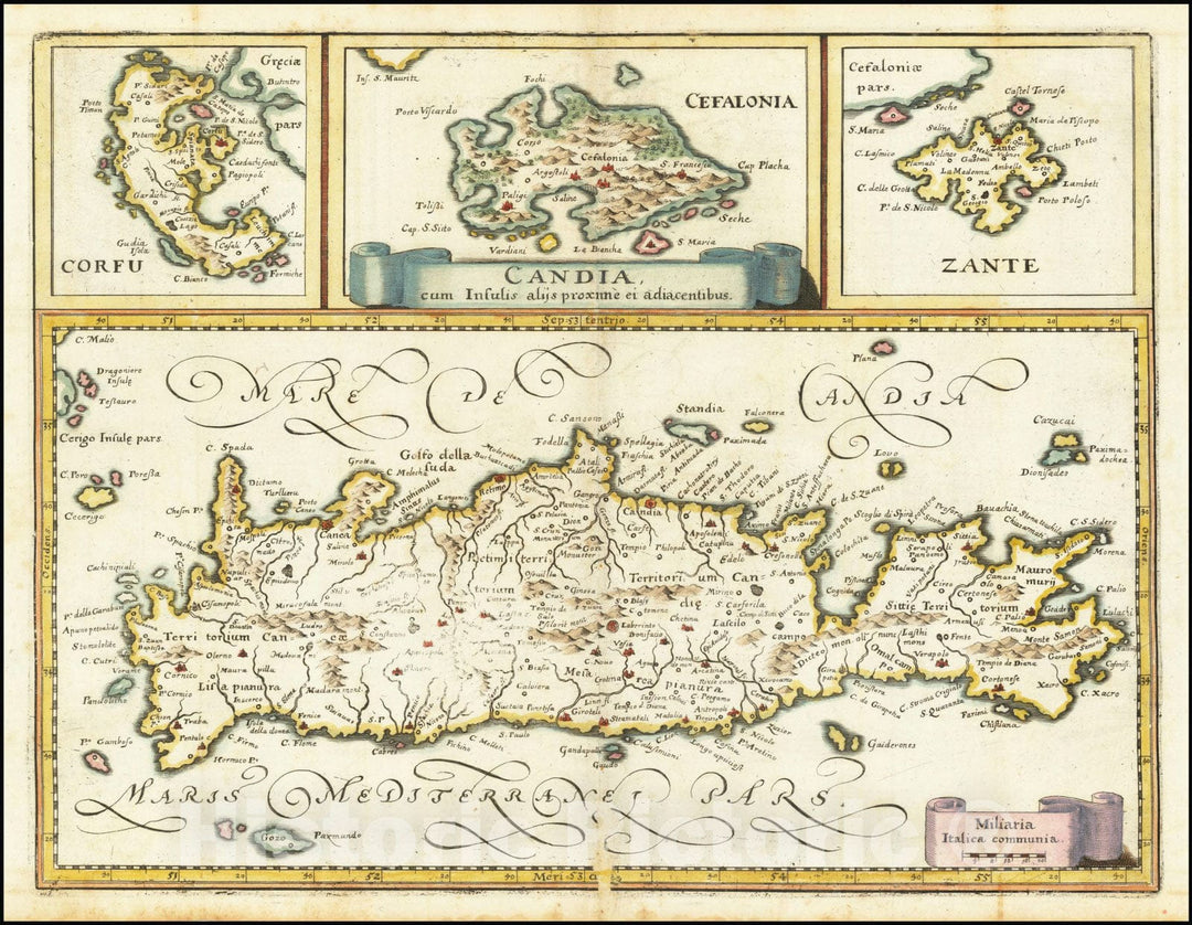 Historic Map : Candia cum Insulis alijs proxime ei adiacentibus , 1640, Vintage Wall Art