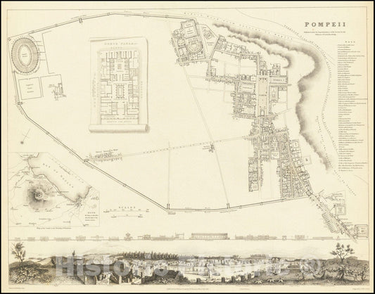 Historic Map : Pompeii, 1832, Vintage Wall Art