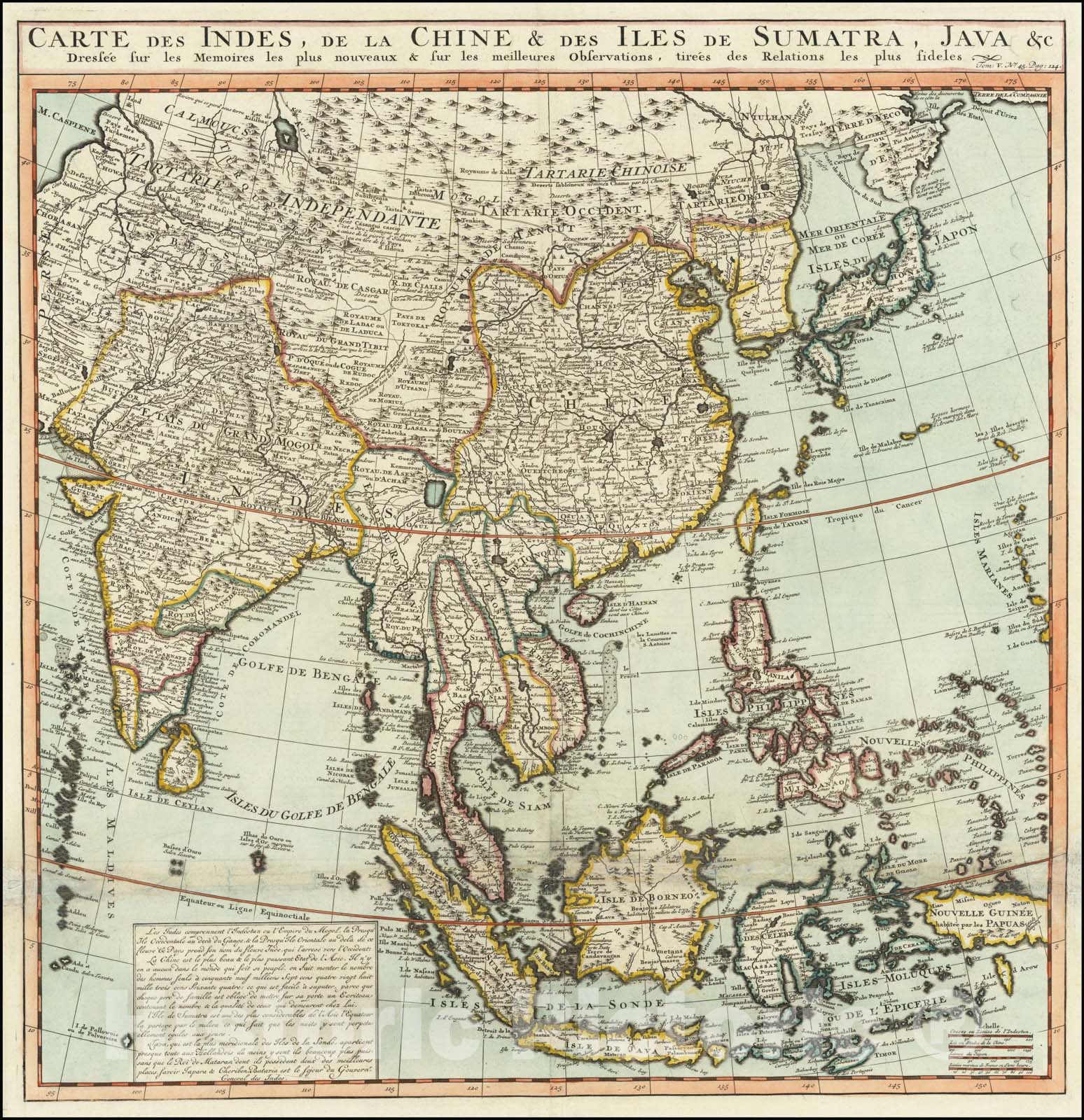 Historic Map : Carte des Indes, de la Chine & des Iles de Sumatra, Java &c. ..., 1719, Vintage Wall Art