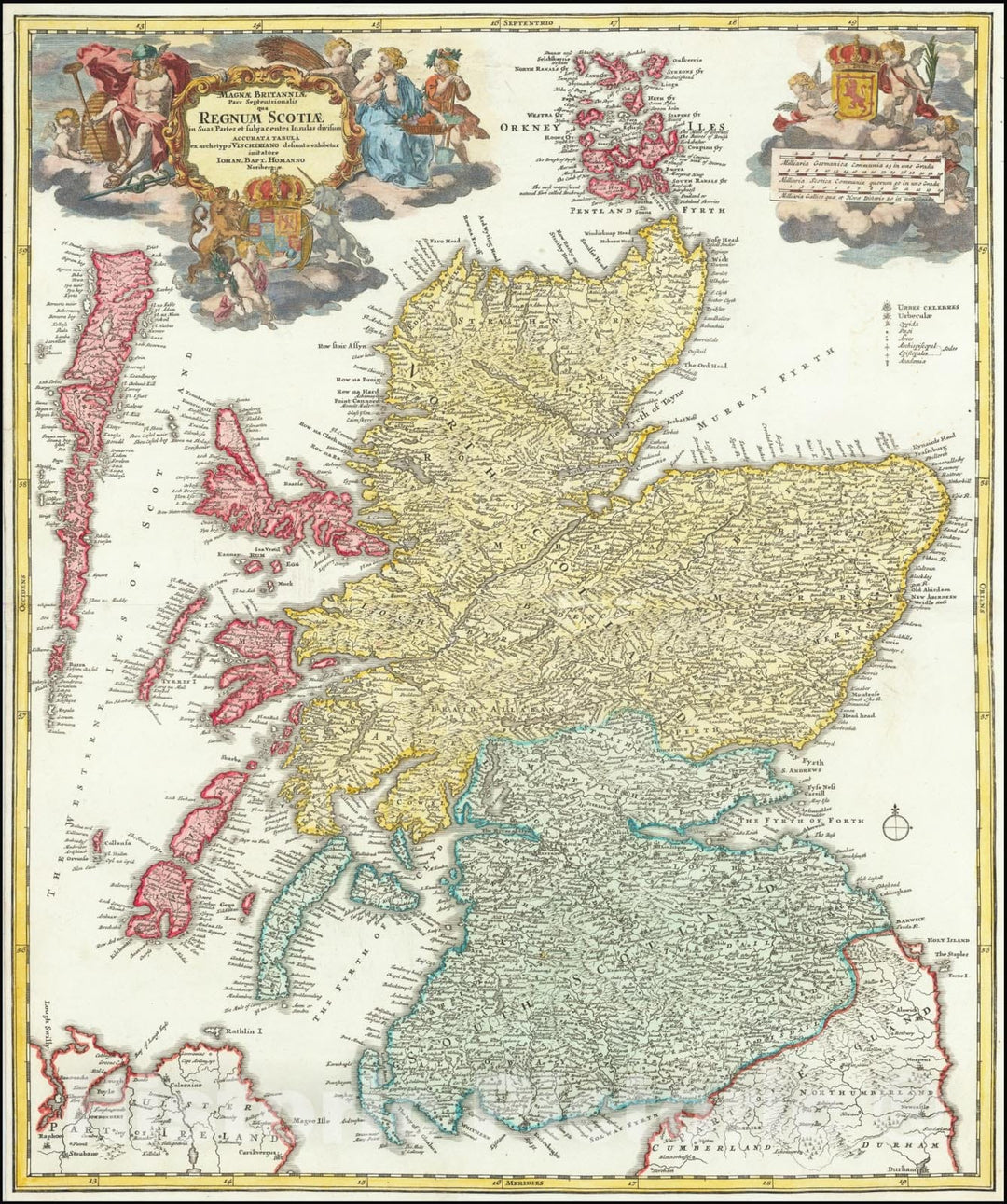 Historic Map : Magnae Britanniae Pars Septentrionalis qua Regnum Scotiae ,  1710, Vintage Wall Art