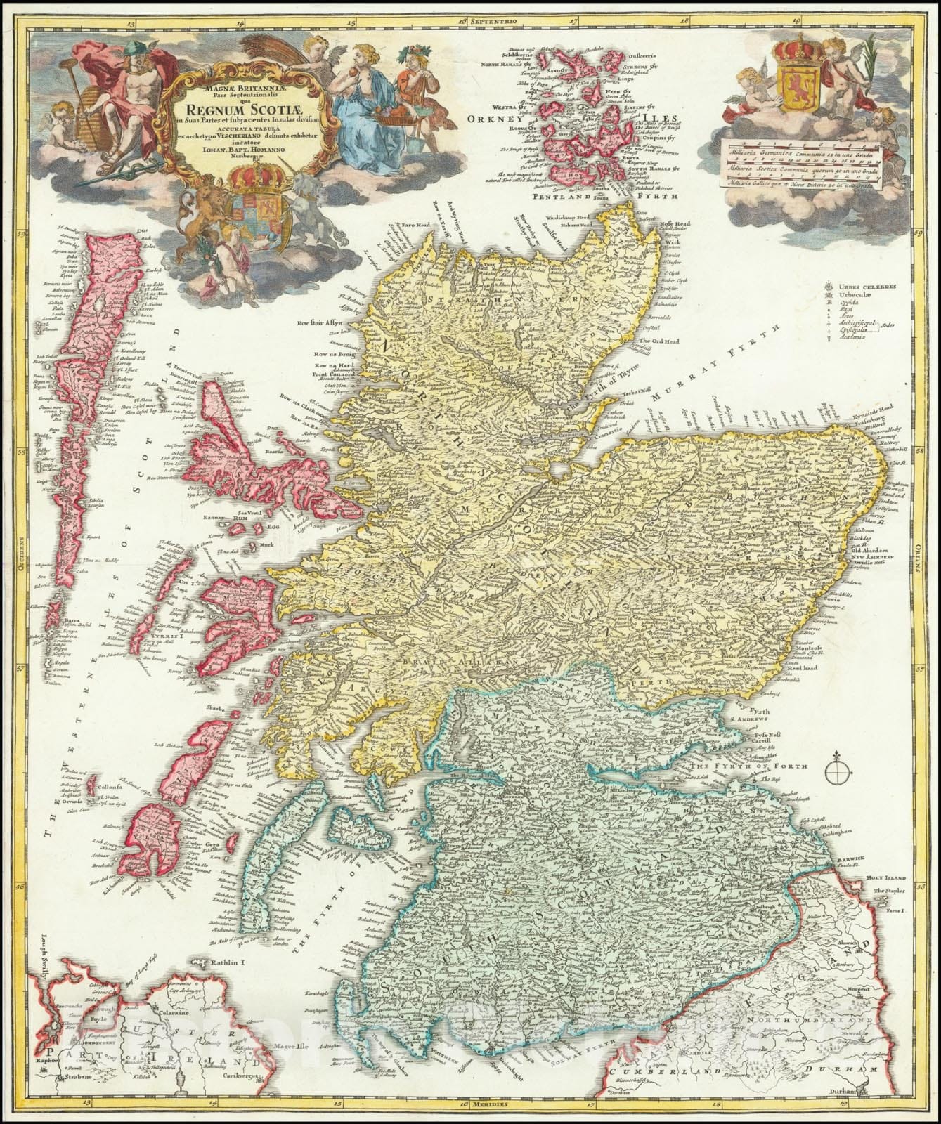Historic Map : Magnae Britanniae Pars Septentrionalis qua Regnum Scotiae ,  1710, Vintage Wall Art