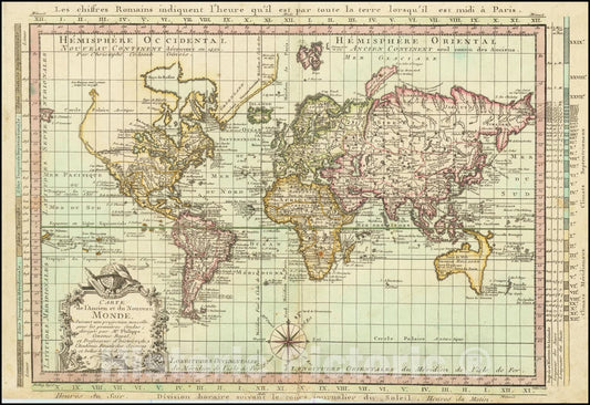 Historic Map : Carte de l'Ancien et du Nouveau Monde, Suivant une projection nouvelle, pour les premieres etdues; dirigee par Mr. Philippe, 1767, 1767, Vintage Wall Art