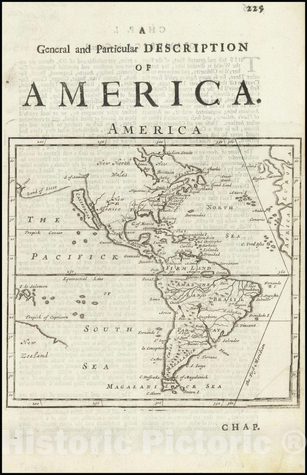 Historic Map : America, 1695, Vintage Wall Art
