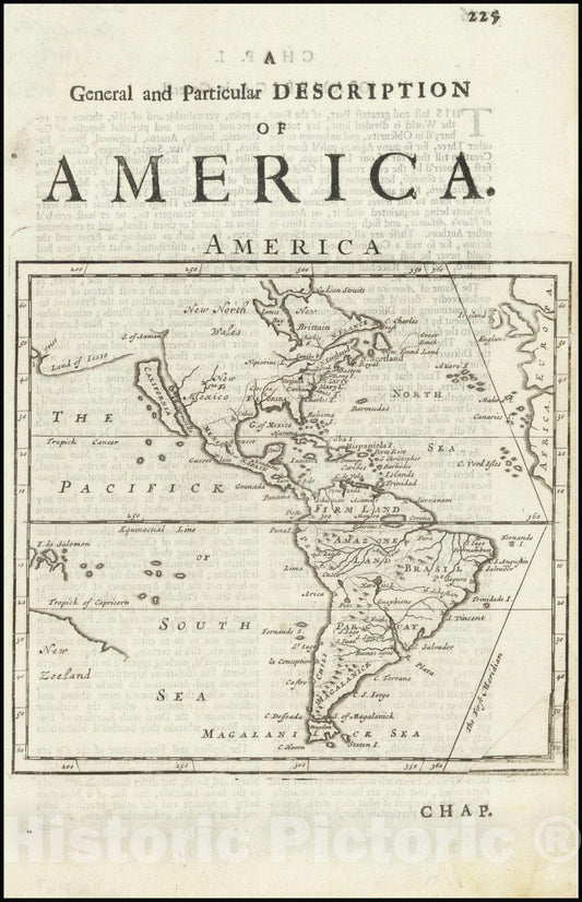 Historic Map : America, 1695, Vintage Wall Art