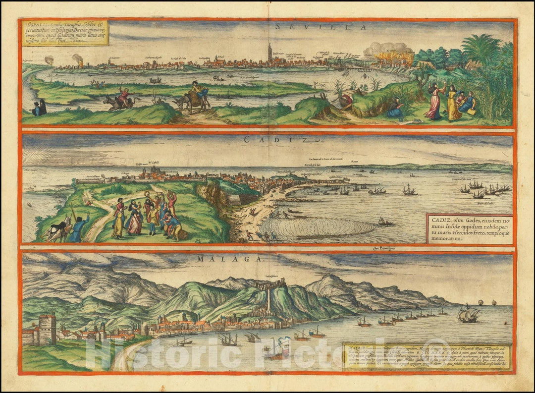 Historic Map : Sevilla, Hispalis,  1578, Vintage Wall Art