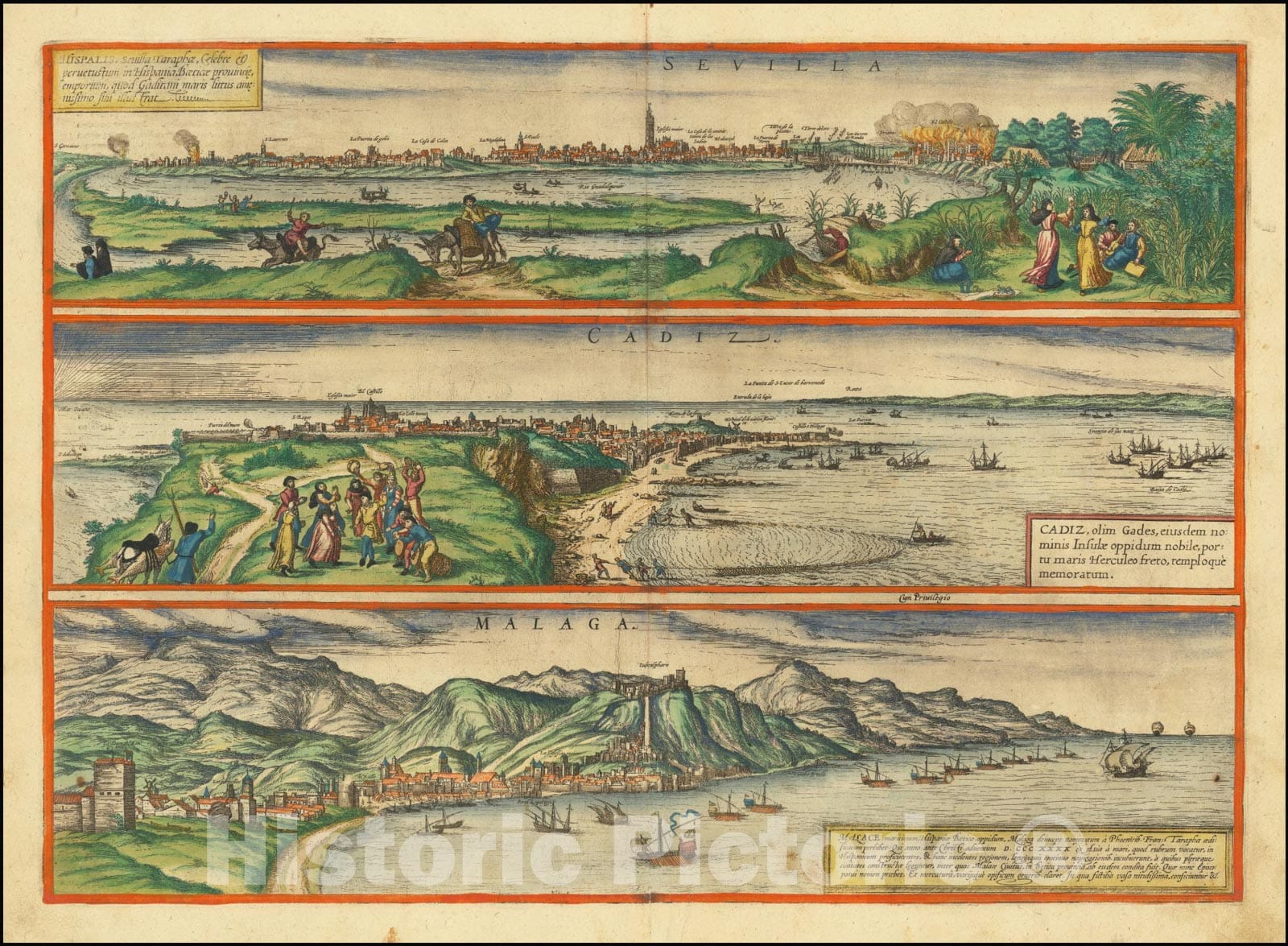 Historic Map : Sevilla, Hispalis,  1578, Vintage Wall Art
