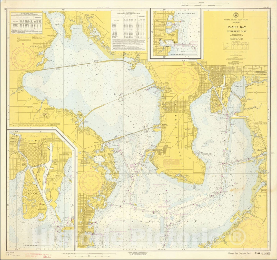 Historic Map : Tampa Bay Northern Part, 1963, Vintage Wall Art