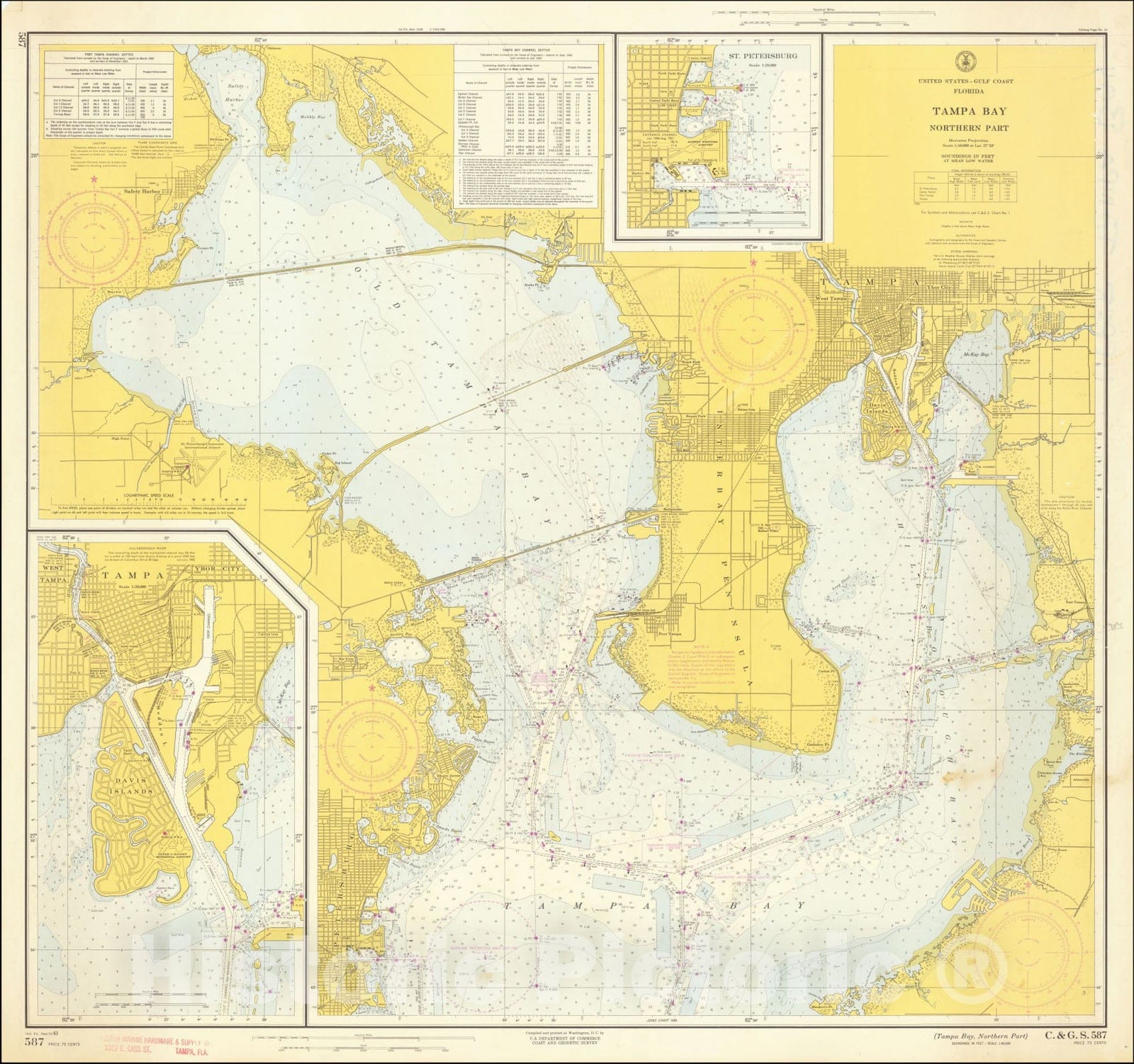 Historic Map : Tampa Bay Northern Part, 1963, Vintage Wall Art