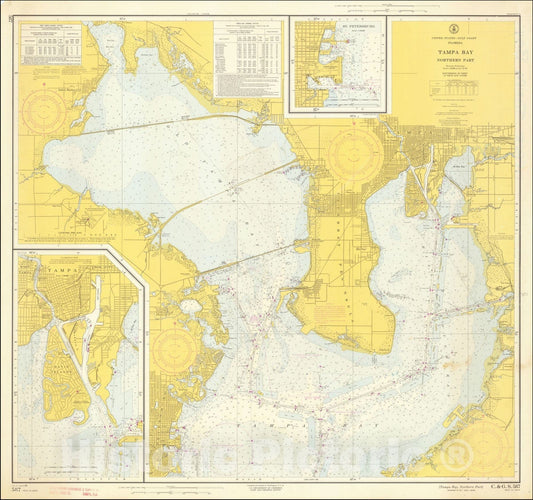 Historic Map : Tampa Bay Northern Part, 1963, Vintage Wall Art