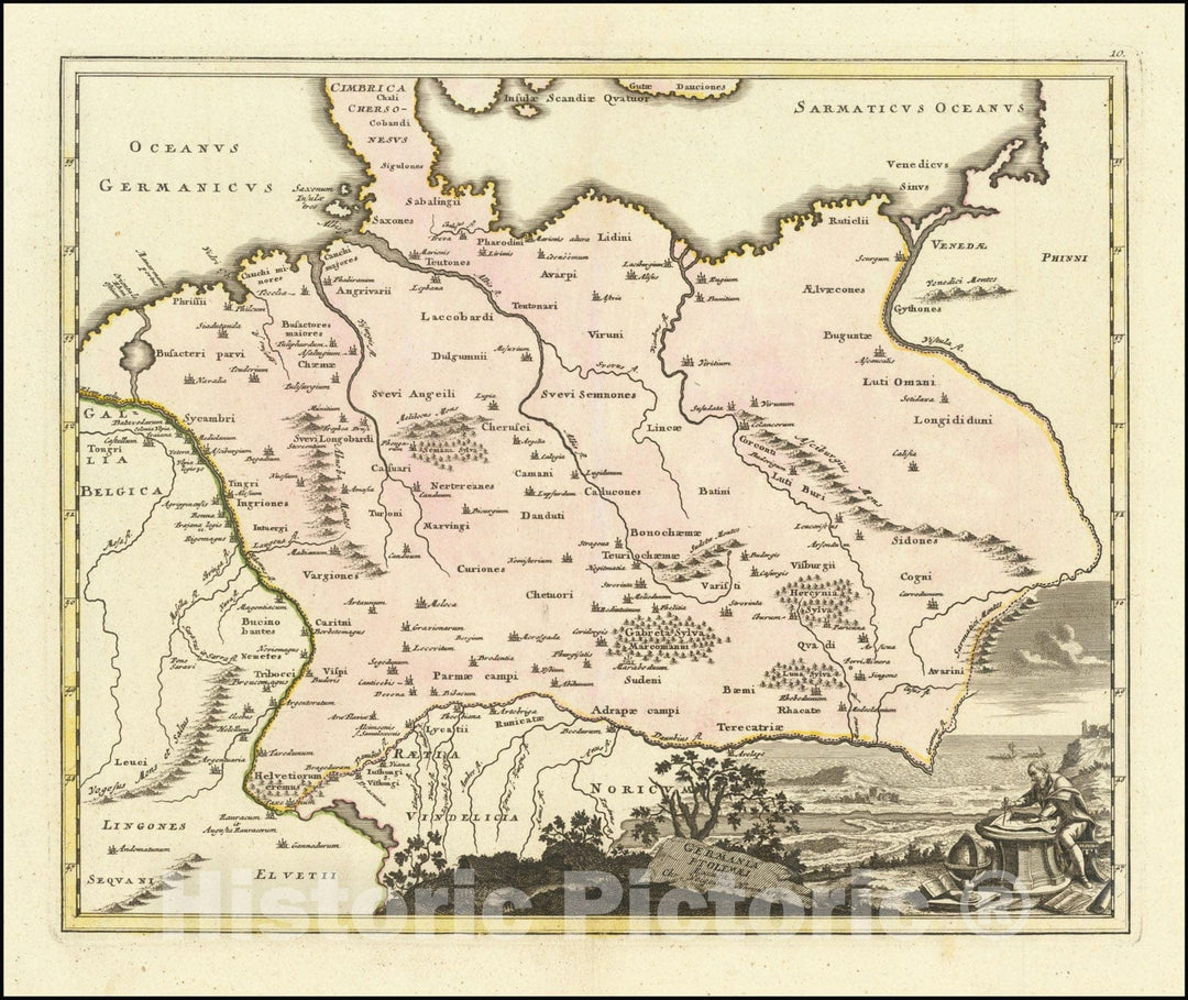 Historic Map : Germania Ptolemaei, 1718, Vintage Wall Art