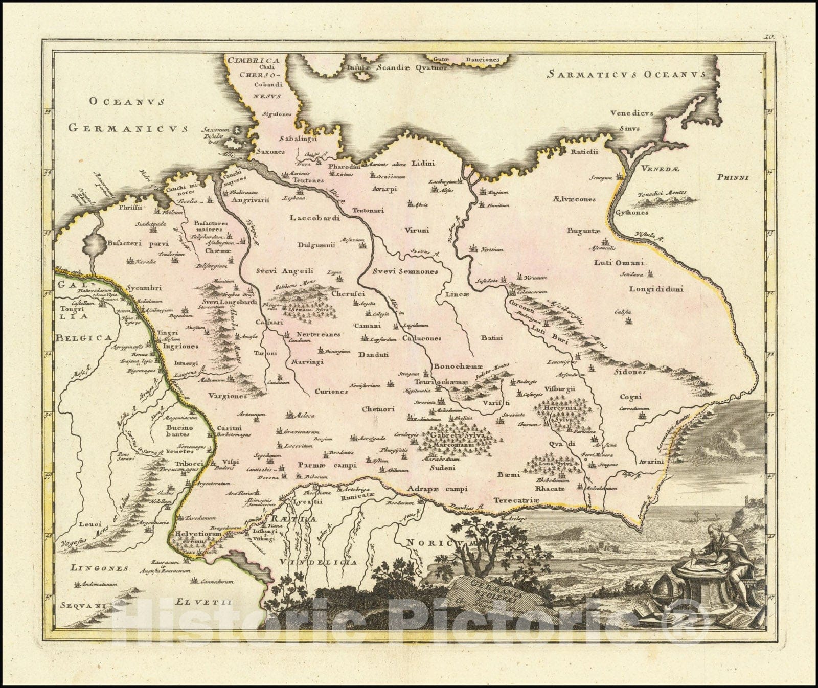 Historic Map : Germania Ptolemaei, 1718, Vintage Wall Art