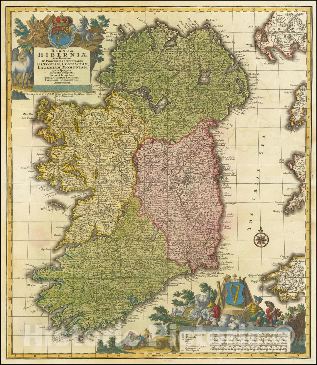 Historic Map : Regnum Hiberniae, tam Secundum IV Provincias Principales Ultoniam, Connaciam, Lageniam, et Momoniam quam peciales, accurate designata studio et sumptibus,  1757, Vintage Wall Art