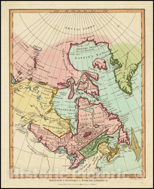 Historic Map : British Colonies in North America, 1797, Vintage Wall Art