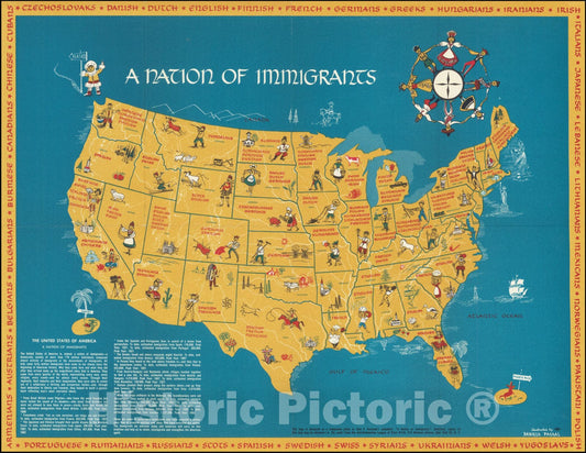 Historic Map : A Nation of Immigrants, 1959 v1, Vintage Wall Art