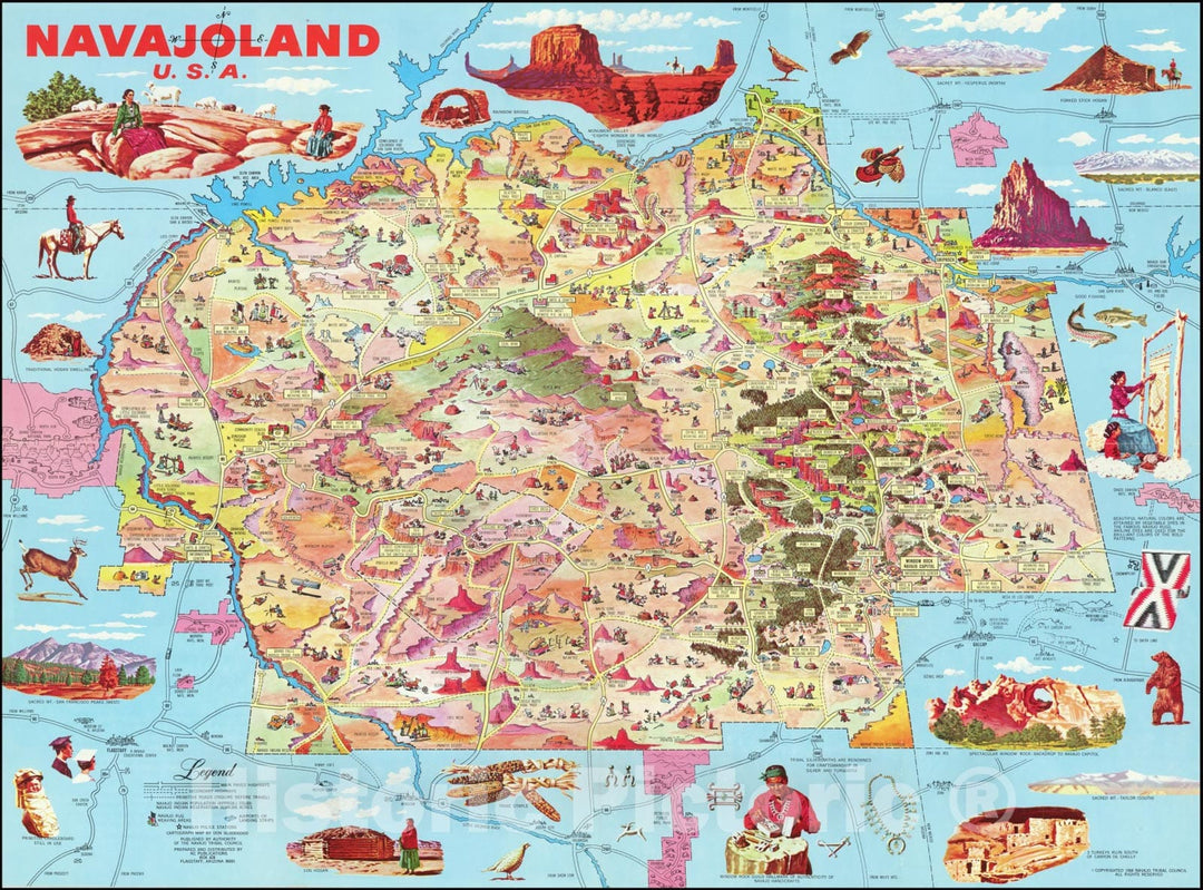 Historic Map : Navajoland U.S.A., 1968, Vintage Wall Art
