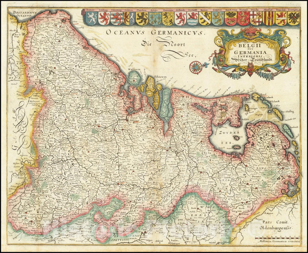 Historic Map : Belgii Sive Germania Inferioris Neder Teutschlandt, 1636 v1, Vintage Wall Art