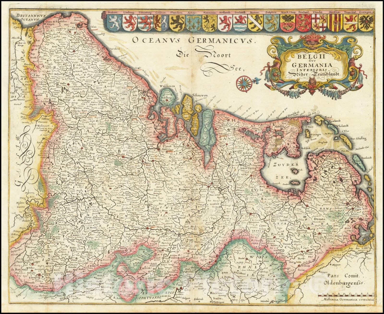 Historic Map : Belgii Sive Germania Inferioris Neder Teutschlandt, 1636 v1, Vintage Wall Art