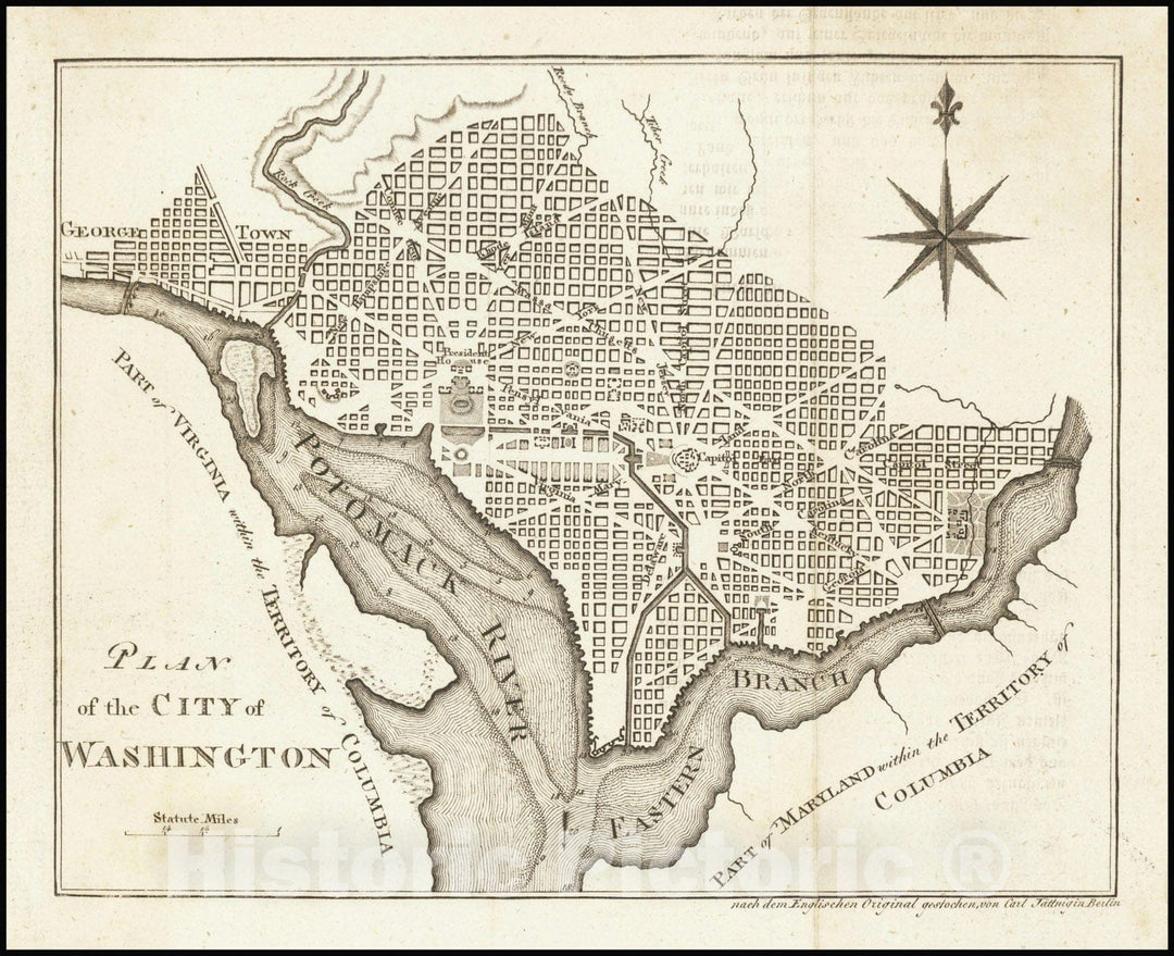 Historic Map : Plan of the City of Washington, 1800, Vintage Wall Art