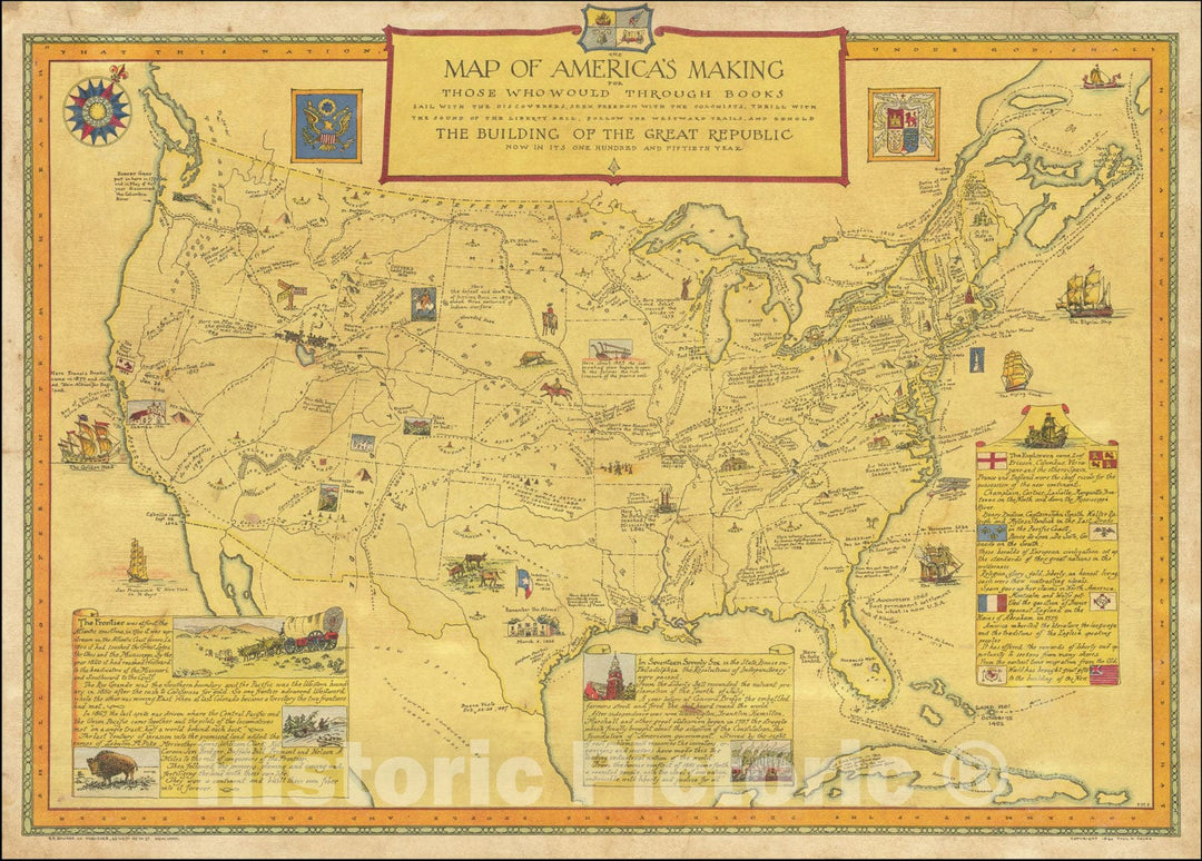Historic Map : The America's Making for Those Who Would Through Books Sail with the Discoverers,  1926, Vintage Wall Art