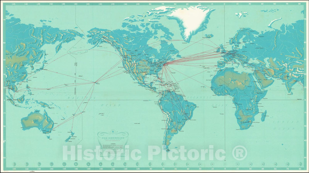 Historic Map : Pan American World Air System World's Most Experienced Airline, 1963, 1963, Vintage Wall Art
