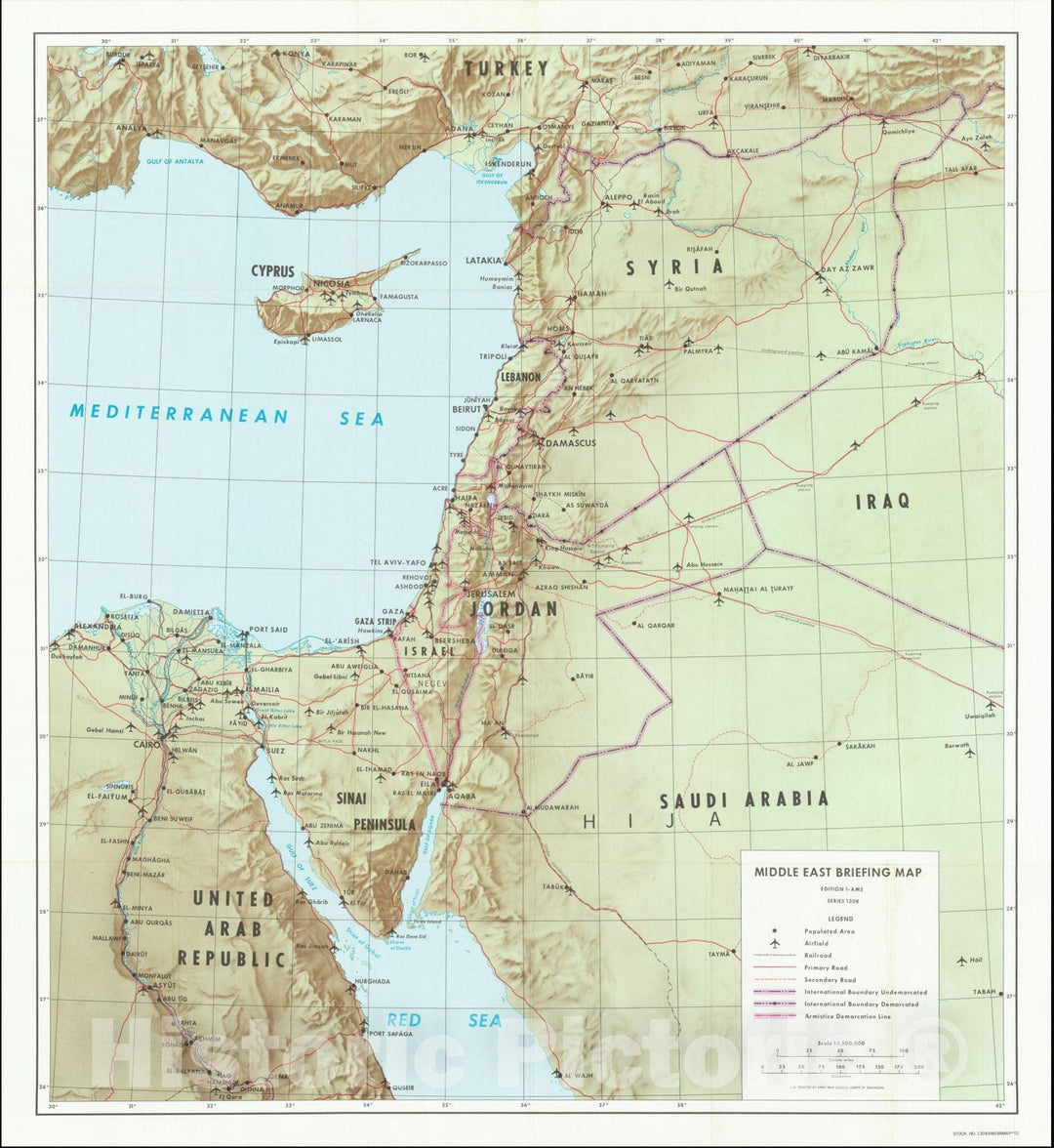 Historic Map : Six-Day War, 1967, Vintage Wall Art