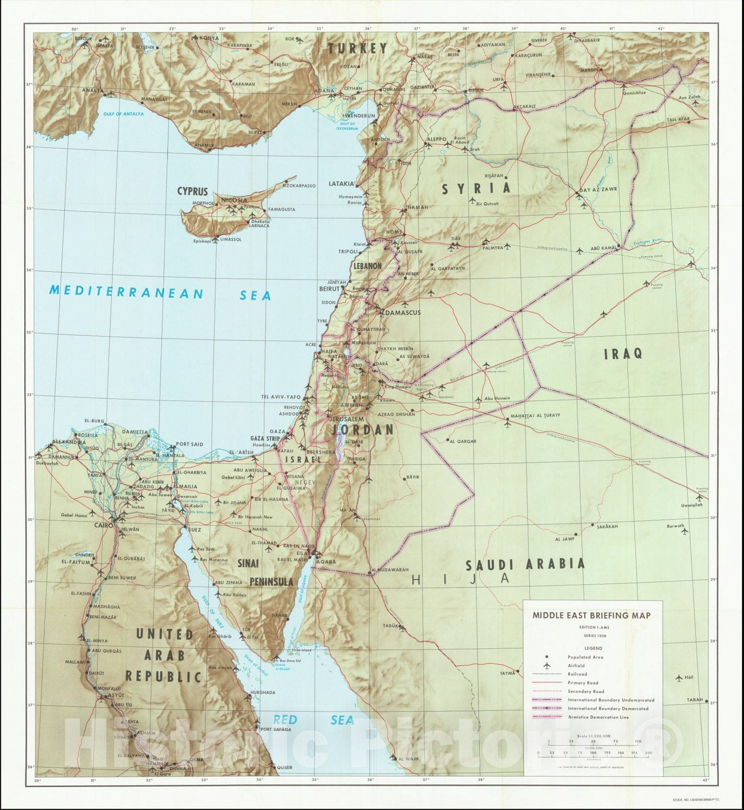 Historic Map : Six-Day War, 1967, Vintage Wall Art