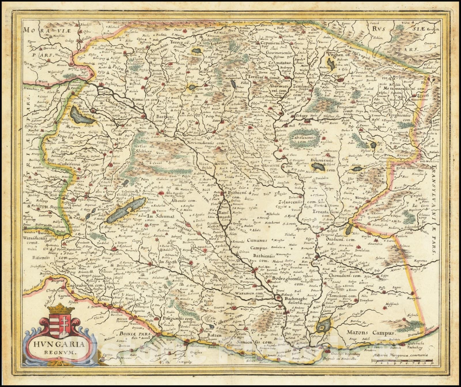 Historic Map : Hungaria Regnum, 1638, Vintage Wall Art