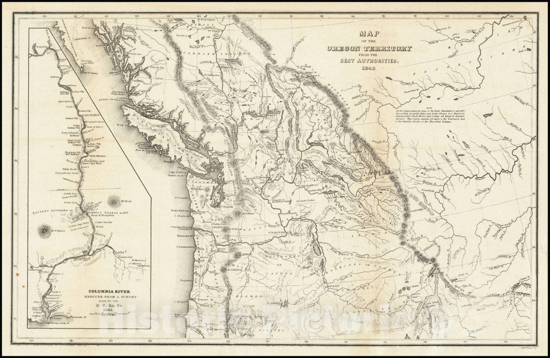Historic Map : Oregon Territory From The Best Authorities. 1849, 1849, Vintage Wall Art