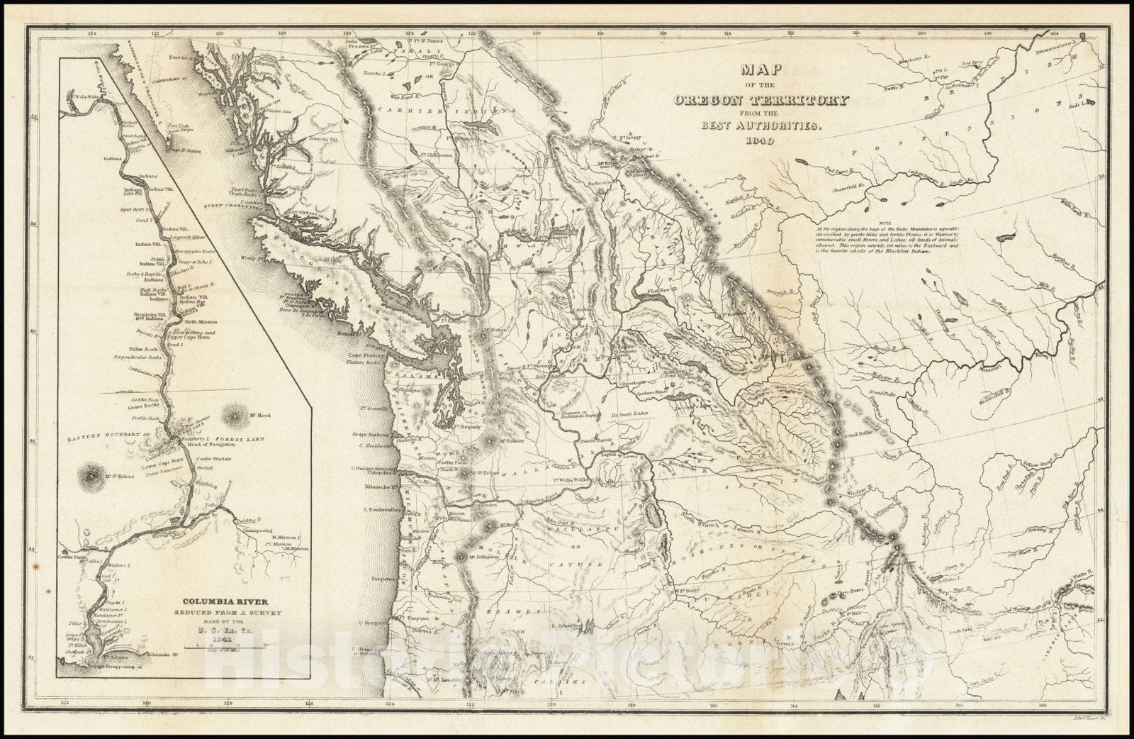 Historic Map : Oregon Territory From The Best Authorities. 1849, 1849, Vintage Wall Art