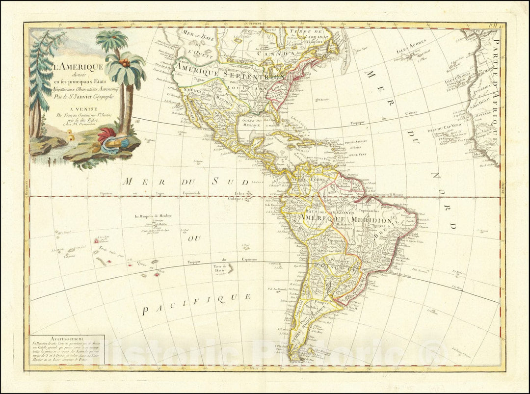 Historic Map : Sea of the West,L'Amerique divisee en ses principaux Etats,  1780, Vintage Wall Art
