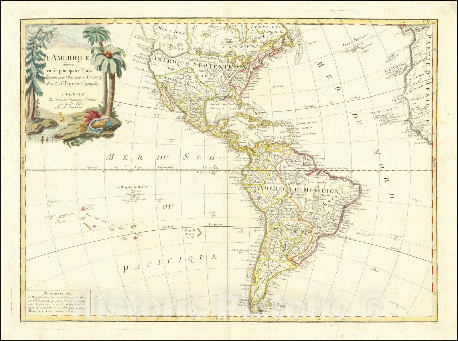 Historic Map : Sea of the West,L'Amerique divisee en ses principaux Etats,  1780, Vintage Wall Art