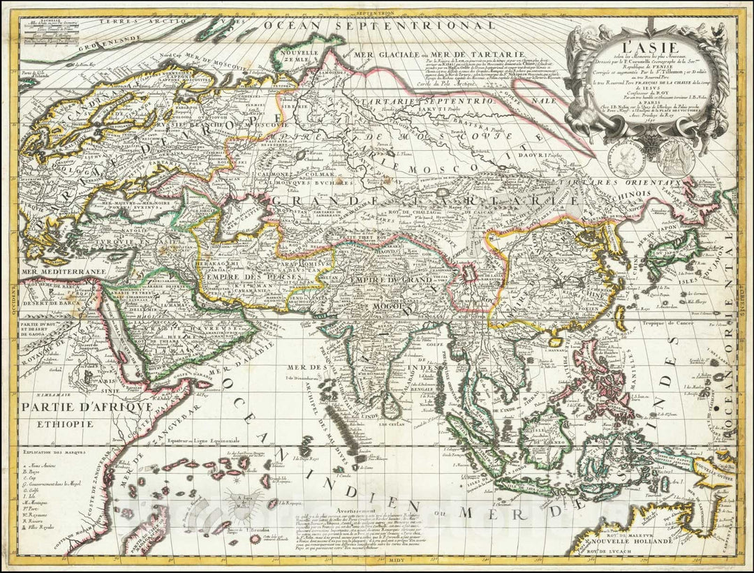 Historic Map : L'Asie selon les Memoires les plus Nouveaux, 1690, 1690, Vintage Wall Art