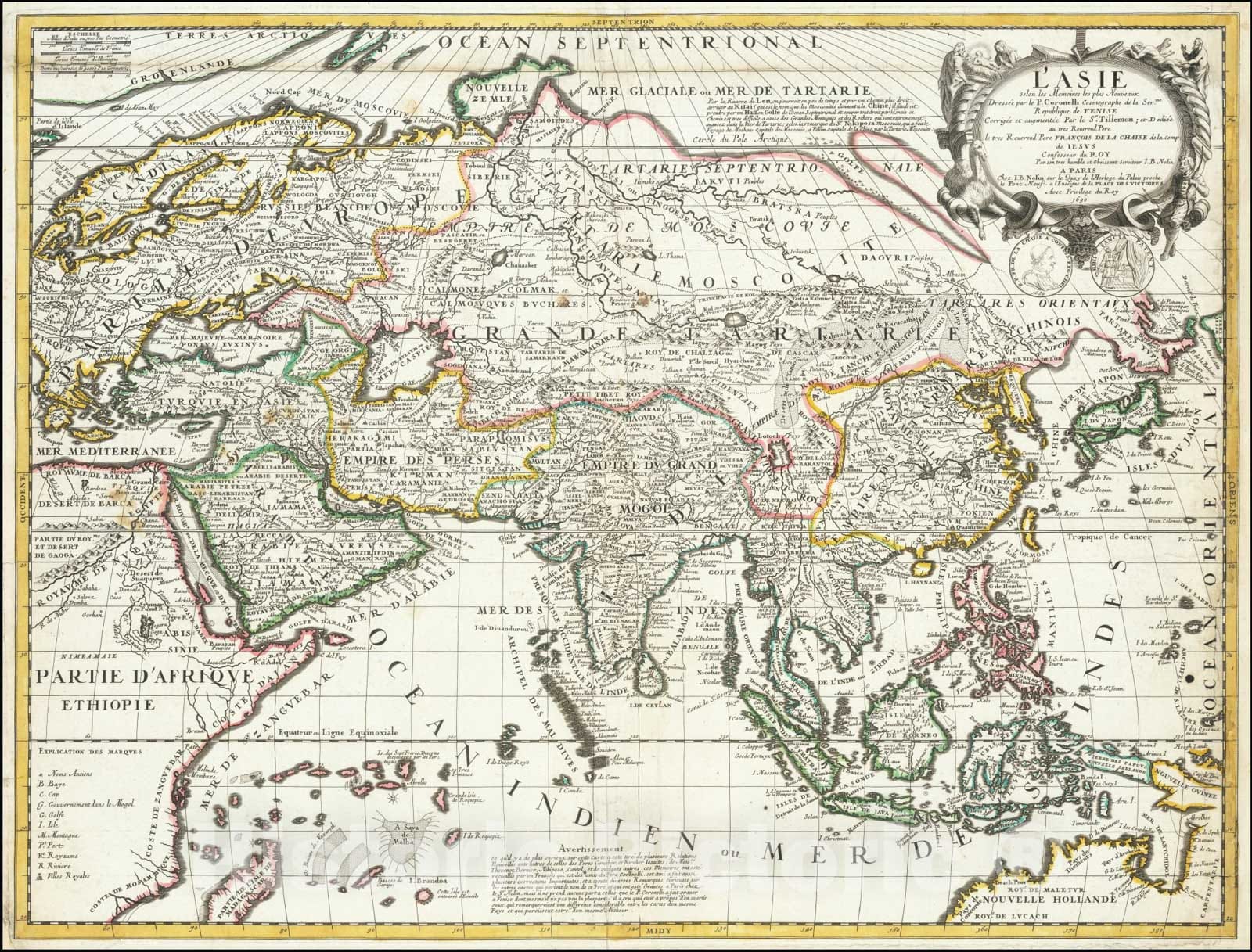 Historic Map : L'Asie selon les Memoires les plus Nouveaux, 1690, 1690, Vintage Wall Art
