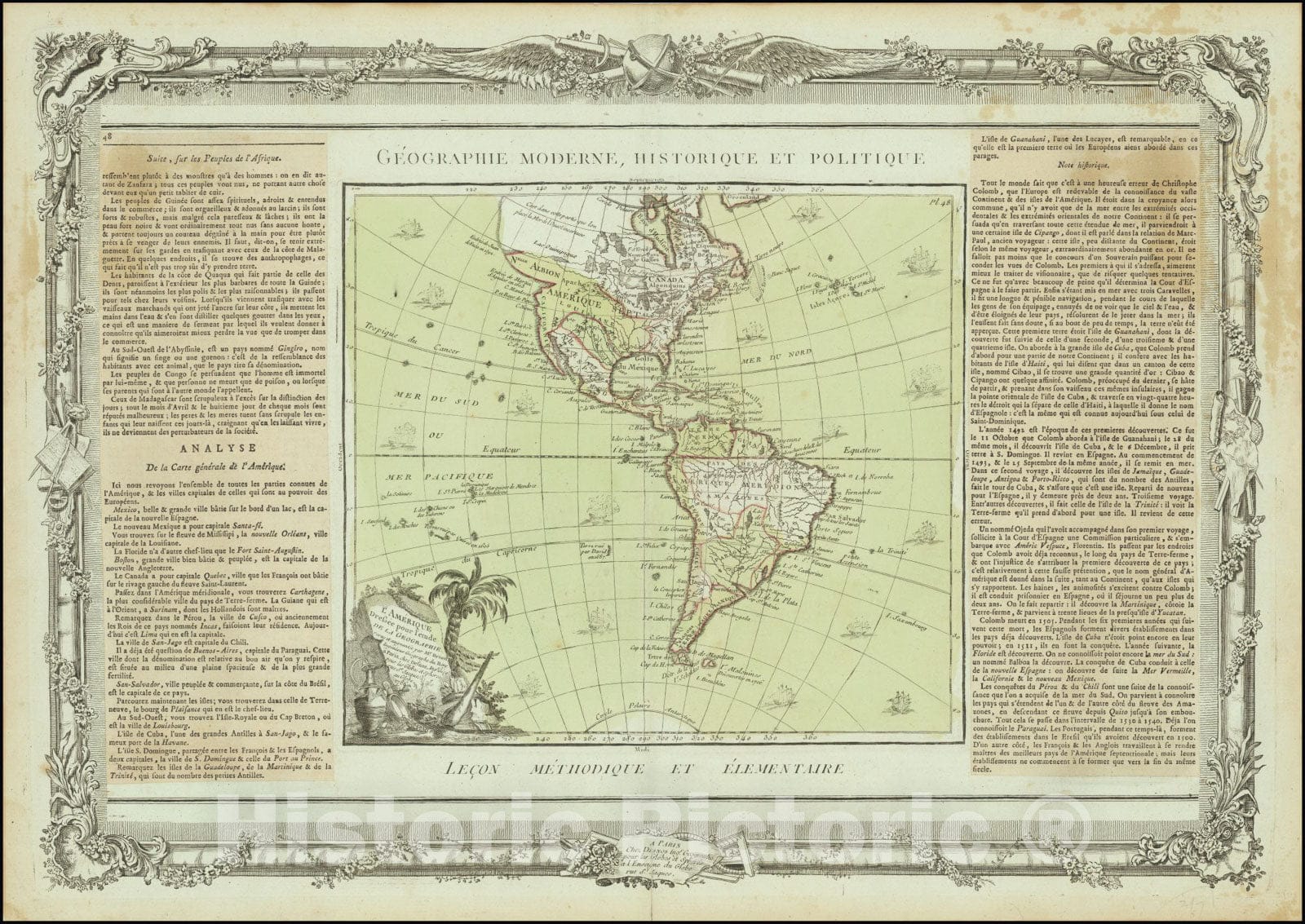 Historic Map : L'Amerique Dressee pour l'etude De La Geographie,1784, 1784, Vintage Wall Art