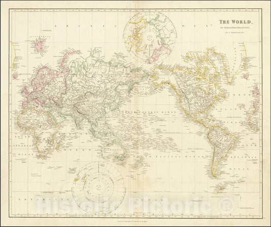 Historic Map : The World, On Mercator's Projection, 1840, Vintage Wall Art