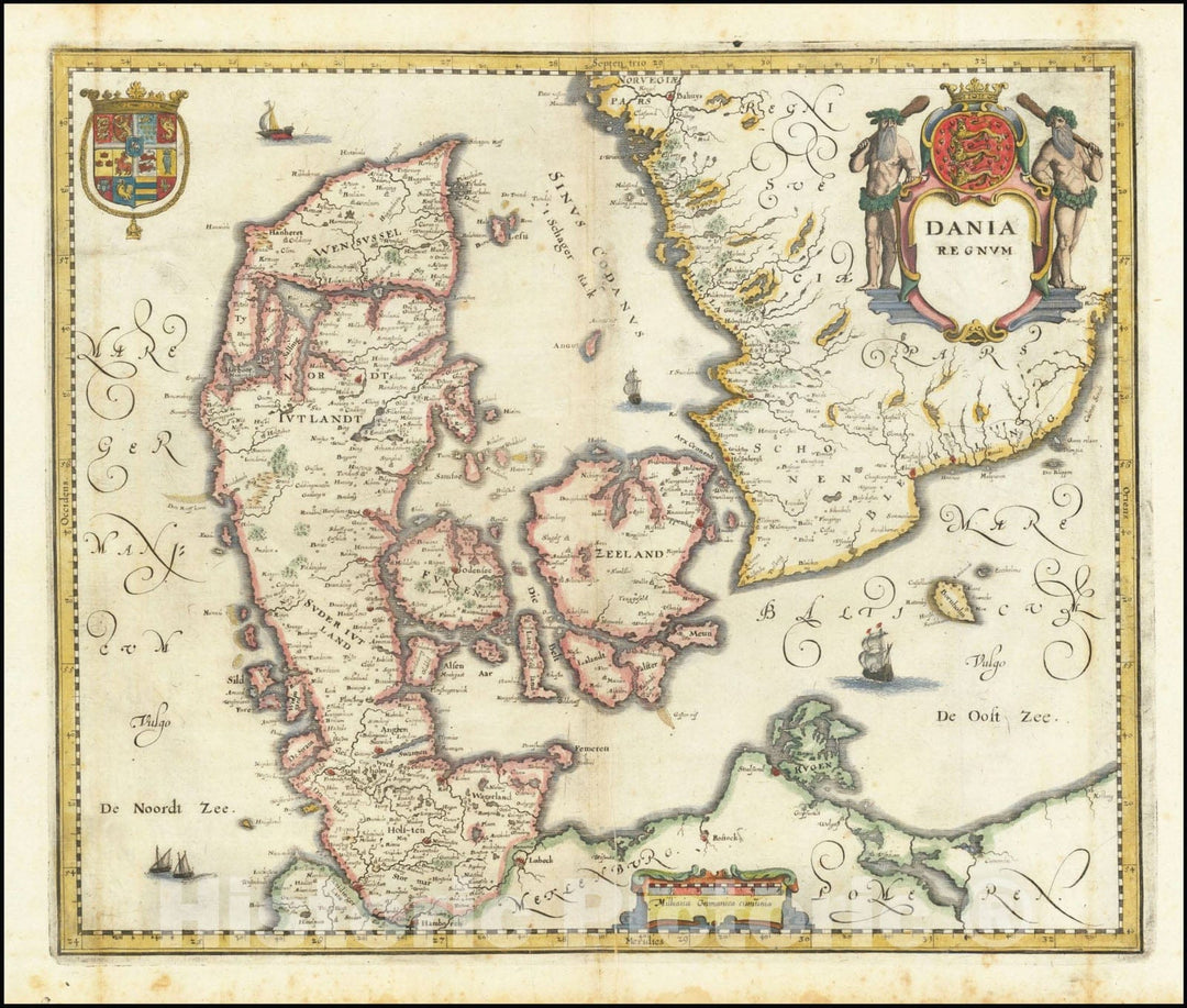 Historic Map : Dania Regnum, 1638 v2, Vintage Wall Art