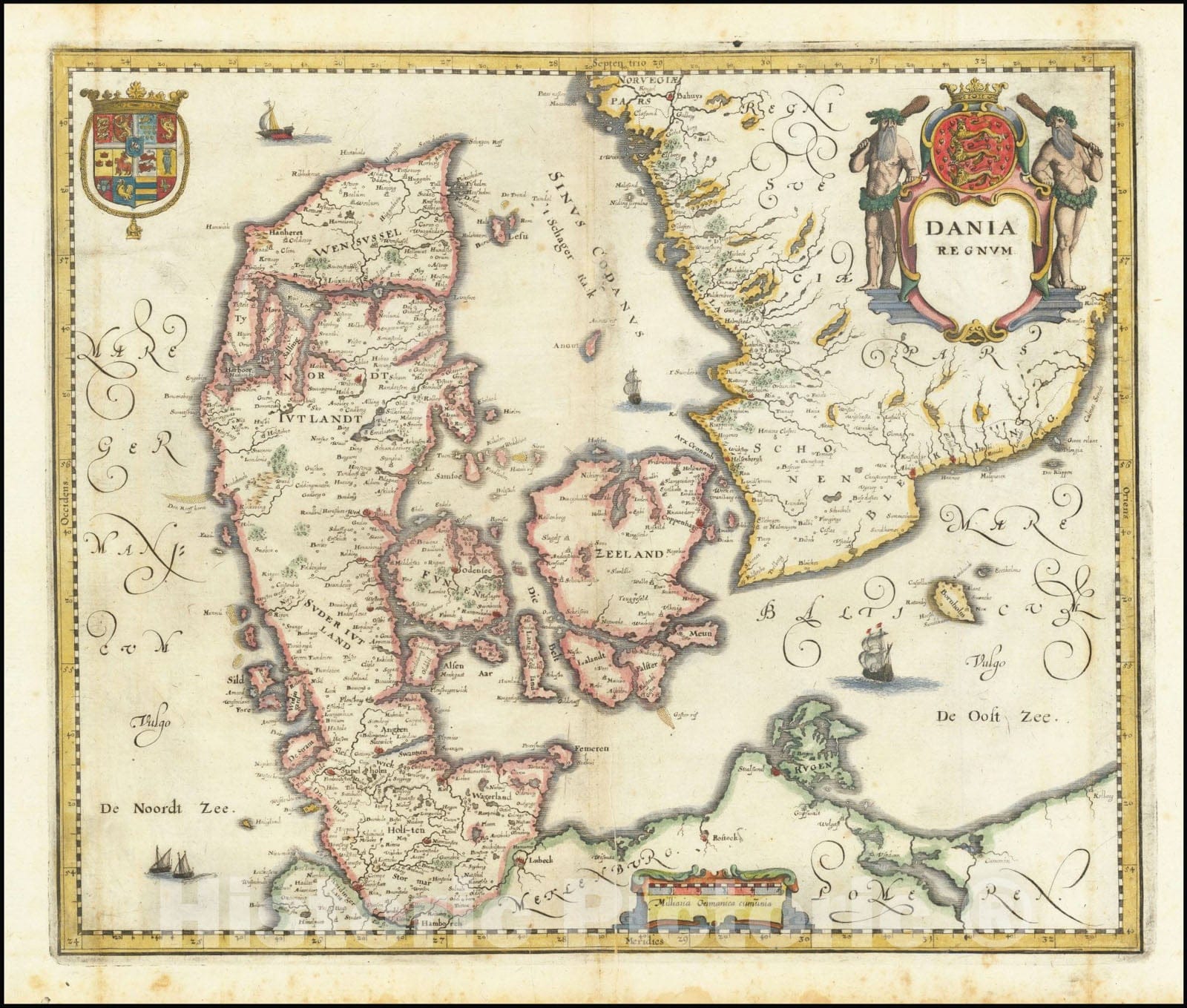 Historic Map : Dania Regnum, 1638 v2, Vintage Wall Art