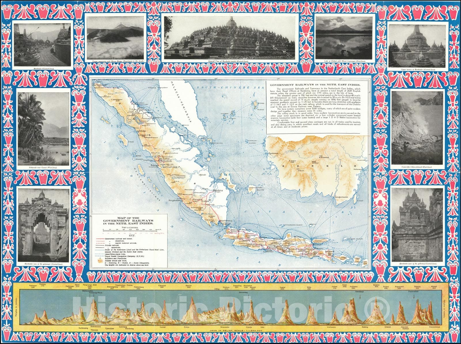 Historic Map : Government Railways of the Neth. East Indies., 1920, Vintage Wall Art