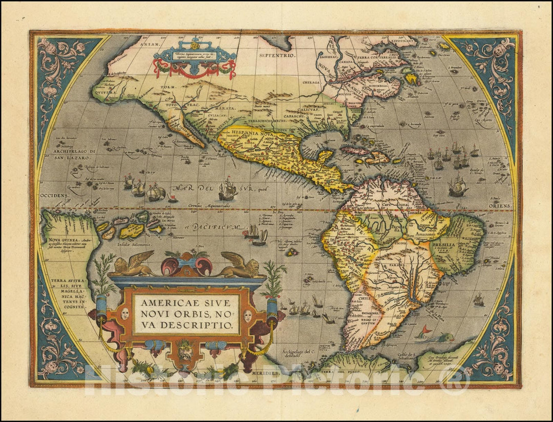 Historic Map : Americae Sive Novi Orbis Nova Descriptio, 1603, Vintage Wall Art