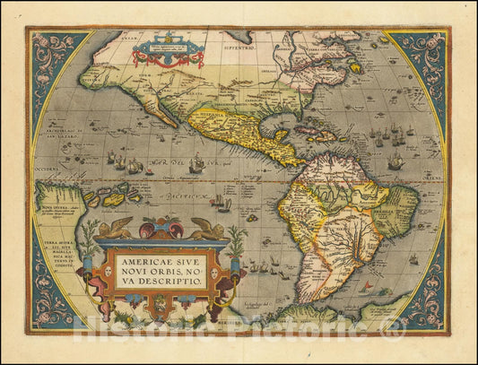 Historic Map : Americae Sive Novi Orbis Nova Descriptio, 1603, Vintage Wall Art