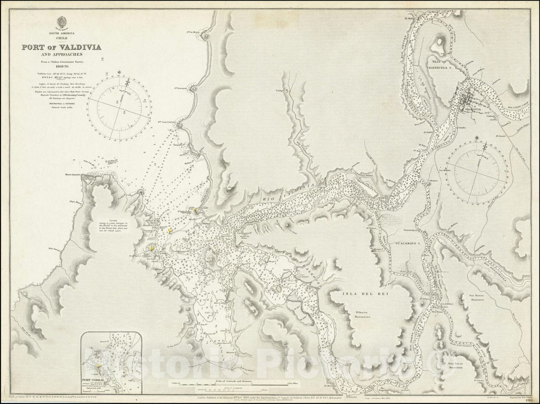 Historic Map : Port of Valdivia and Approaches,1882 (1913), Vintage Wall Art
