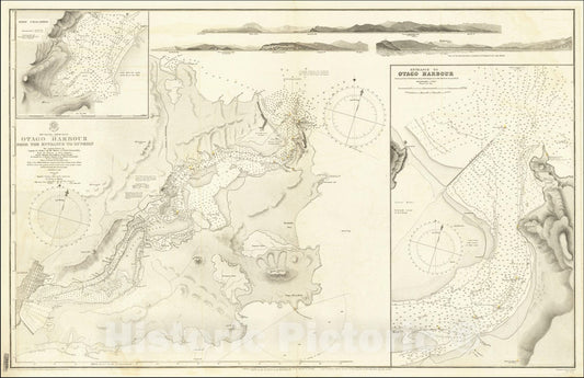 Historic Map : Otago Harbour from the Entrance to Dunedin,1804 (1905), Vintage Wall Art