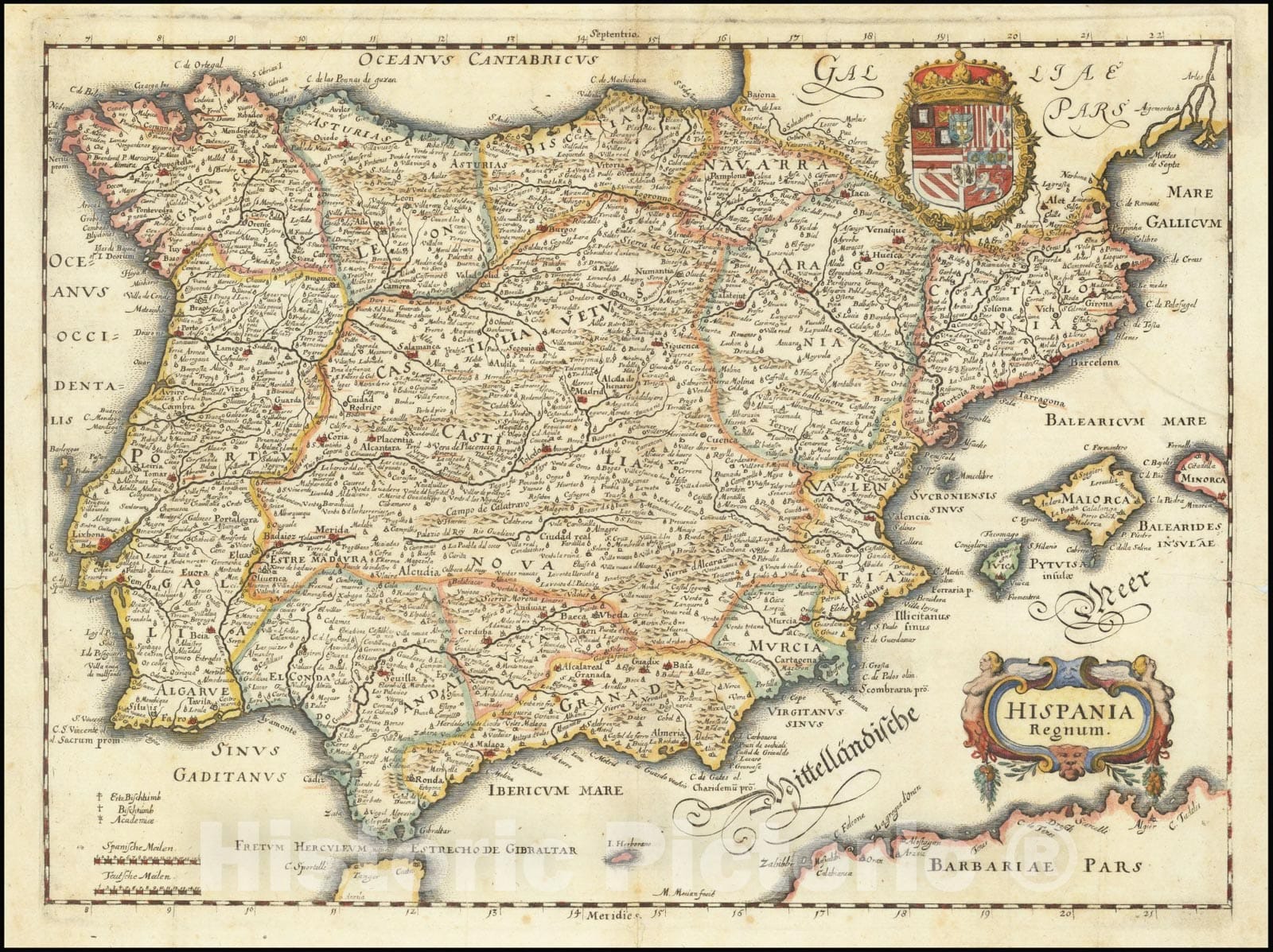 Historic Map : Hispania Regnum, 1638 v1, Vintage Wall Art