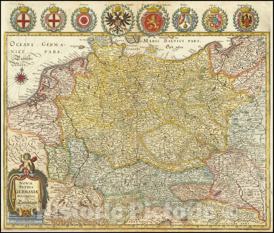Historic Map : Nova Totius Germaniae Descriptio. Teutschland., 1642, Vintage Wall Art